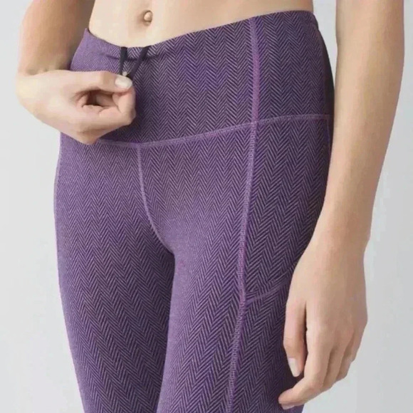 Lululemon Rebel Runner Crop Herringbone Purple 4 - Picture 4 of 12